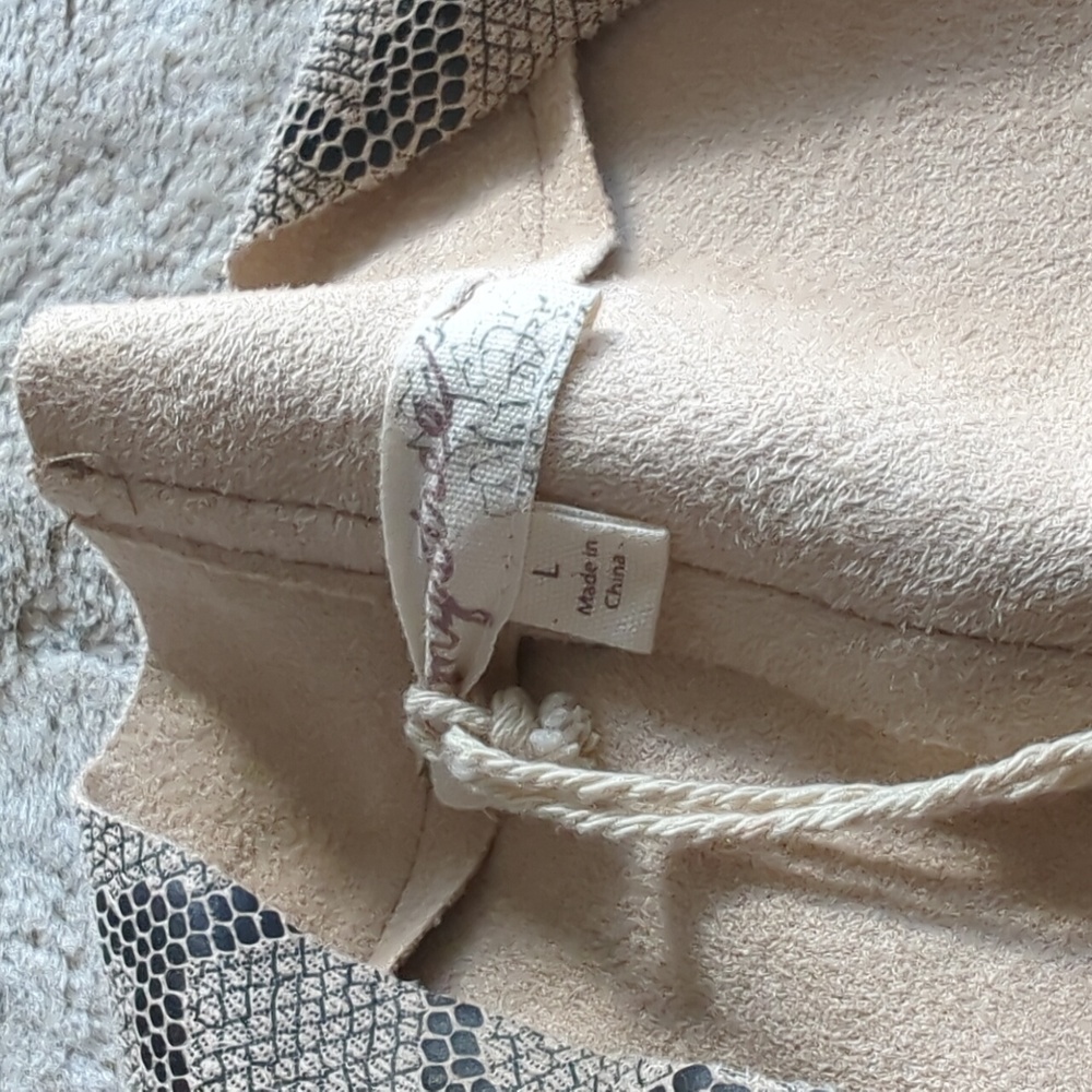 Mystree Light Brown Asymmetrical Zip Faux Suede Blazer Style Jacket Size L NWT - Picture 6 of 7
